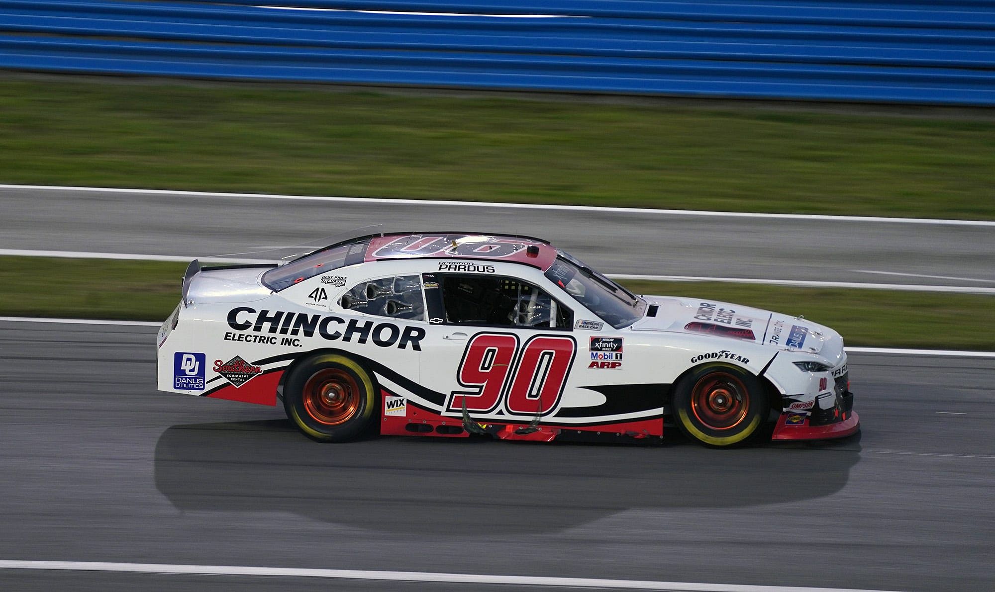 Preston Pardus races into the infield during the NASCAR Xfinity Series - Source: Imagn Images